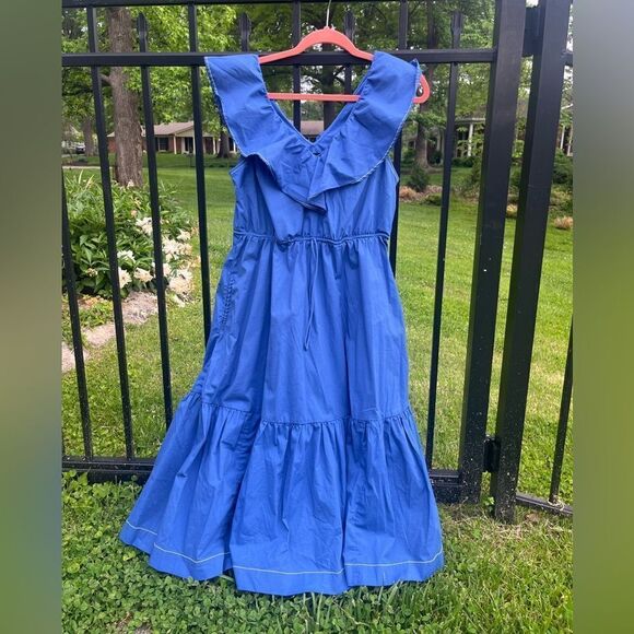 Summersalt Coastal Poplin Ruffle Neck Midi Dress - Picture 12 of 12